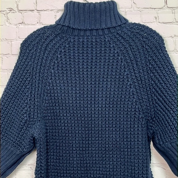 J.Crew Turtleneck Cotton Poncho in Navy - Picture 8 of 13